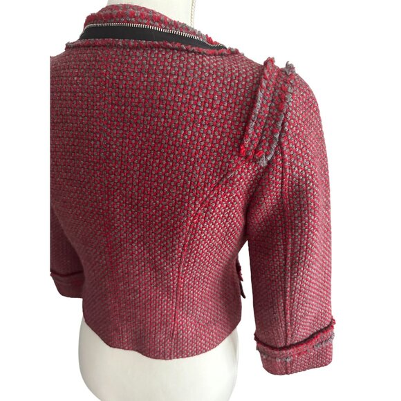 HINGE Red Gray Wool Blend Blazer Jacket Size XS (0/2) - Picture 5 of 9